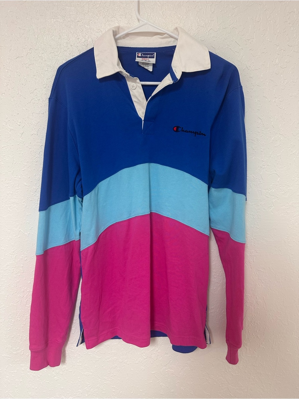 Vintage Champion Colorblock Rugby Shirt Small 90s